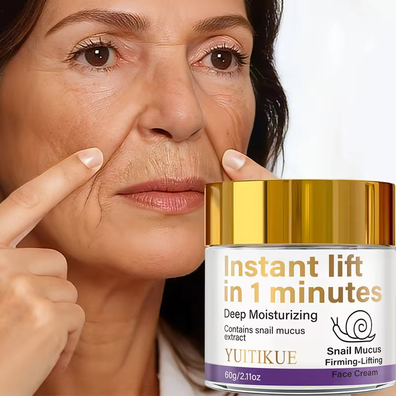 YUITIKUE Crema Reafirmante Instant Lift 60g — Baba de Caracol, Hidrata, Tensa y Unifica el Tono en 1 Minuto, Fórmula Ligera