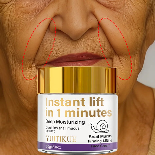 YUITIKUE Crema Reafirmante Instant Lift 60g — Baba de Caracol, Hidrata, Tensa y Unifica el Tono en 1 Minuto, Fórmula Ligera