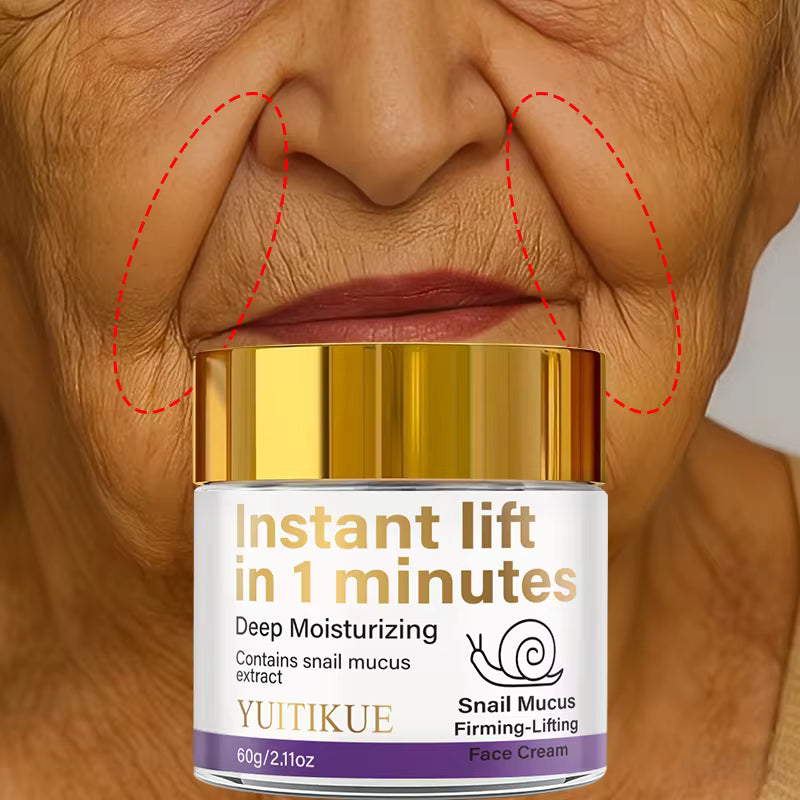 YUITIKUE Crema Reafirmante Instant Lift 60g — Baba de Caracol, Hidrata, Tensa y Unifica el Tono en 1 Minuto, Fórmula Ligera
