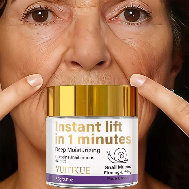 YUITIKUE Crema Reafirmante Instant Lift 60g — Baba de Caracol, Hidrata, Tensa y Unifica el Tono en 1 Minuto, Fórmula Ligera